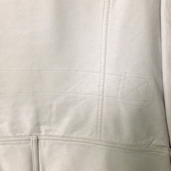 NWOT Black Rivit White Leather Look Jacket. Large. 100% Polyurethane, lined. - Picture 8 of 9